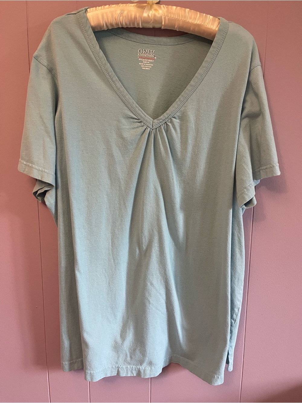ONLY Women's V-Neck Short Sleeve Tee in Sage